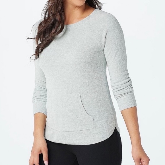 Barefoot Dreams Sweaters - Barefoot Dreams Cozychic Lite Raglan Pullover Sweater Grey ivory Size Small NWOT